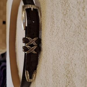 Brighton brown croc embossed leather belt, made in USA, size 34
